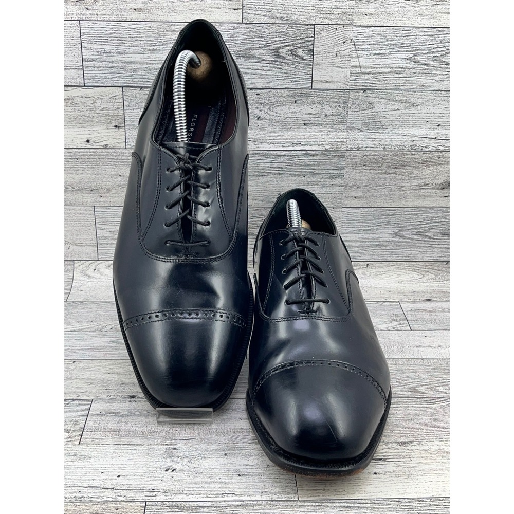 Florsheim Mens Oxford Cap Toe‎ Dress Shoes Black Leather Lace Up Size 10 3E